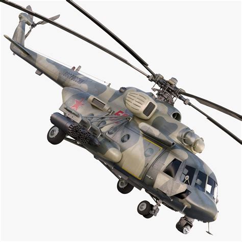 Russian Mil Mi 8 AMTSh Terminator 3D Model AD Mi Mil Russian Model