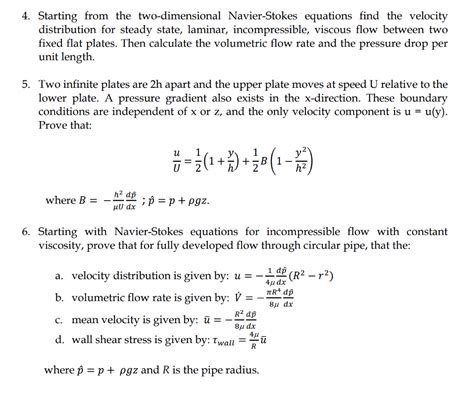 Solved 4 Starting From The Two Dimensional Navier Stokes