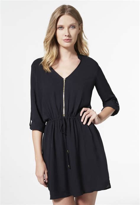 Mandarin Collar Dress in Black - Get great deals at JustFab