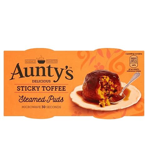 Auntys Sticky Toffee Steamed Puddings 2 X 100 Gram Boukmans Van