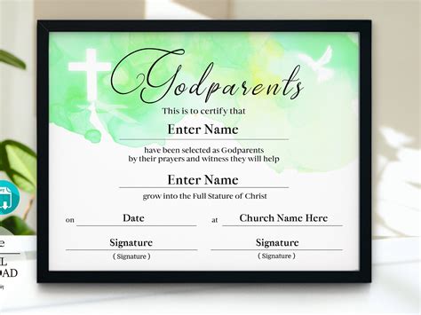 Godparents Certificate Templates