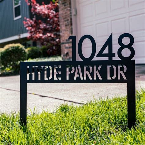 Monogram Street Address Personalized Steel Yard Sign House Etsy In