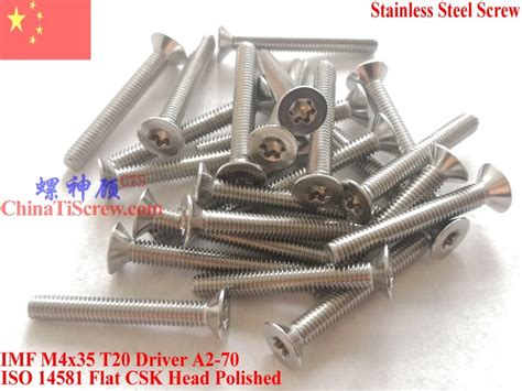 Stainless Steel Screws M4x35 Torx T20 Driver ISO 14581 Flat CSK Head A2