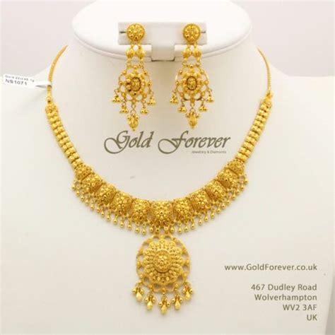 22 Carat Indian Gold Necklace Set 74 8 Grams Code Ns1076 F34 22k Gold