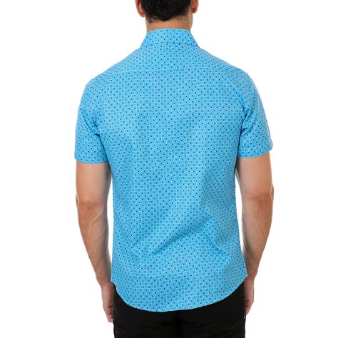 Nasir Short Sleeve Button Up Shirt Blue S Bespoke Touch Of Modern