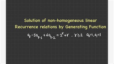 Solving Non Homogeneous Linear Recurrence Relations By Generating