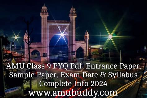 Amu Class Pyq Pdf Entrance Paper Sample Paper Exam Date Syllabus