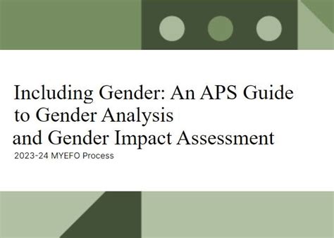 Including Gender An Aps Guide To Gender Analysis And Gender Impact Assessment Australian