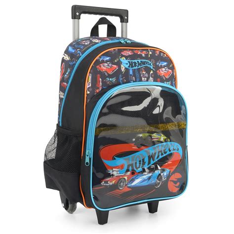 Mochila Escolar Infantil de Rodinhas Hot Wheels Mattel em Poliéster