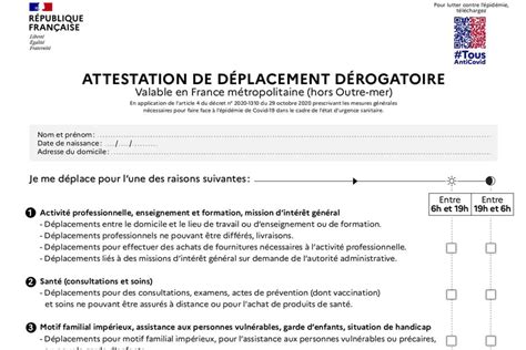 Attestation de déplacement dérogatoire nouvelle version quand peut