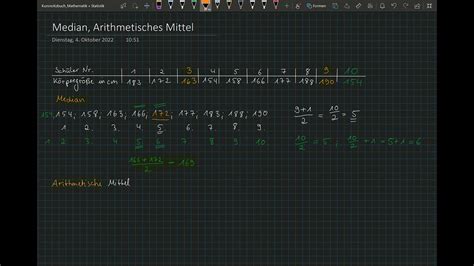 Median Und Arithmetisches Mittel Durchschnitt Youtube