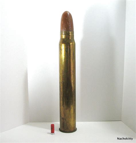 World War Ii Huge Brass Artillery Shell With Wooden By Nachokitty