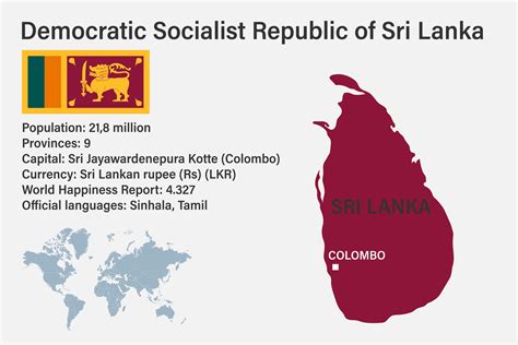 Highly detailed Sri Lanka map with flag, capital and small map of the ...