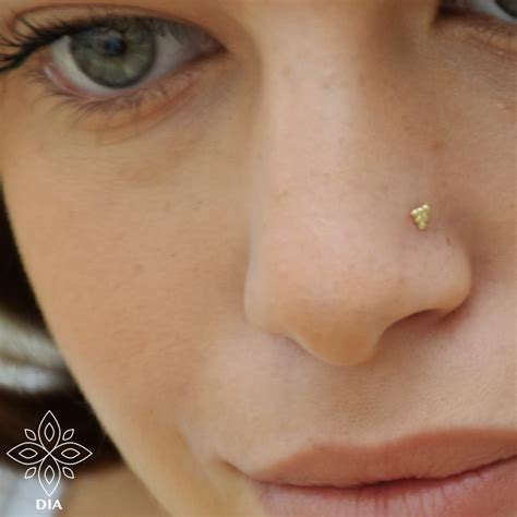 14k Gold Nose Stud Solid Gold Stud 14k Gold Nose Ring 14k Etsy Israel