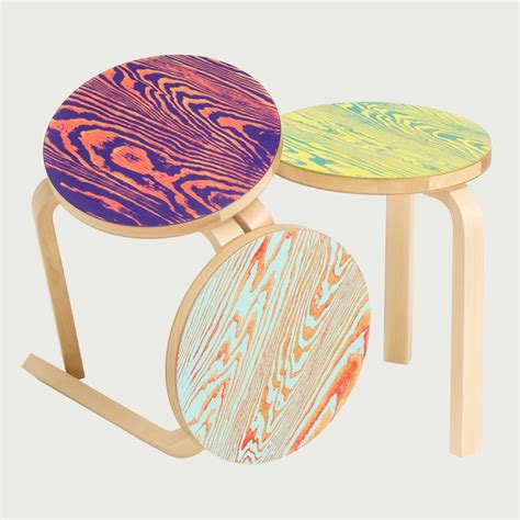 Artek Aalto Coloring Special Edition Stool Artek Alvar Aalto Three