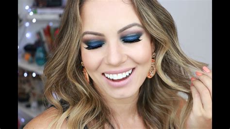 Como Fazer Maquiagem Smokey Esfumado Azul Por Juliana Goes Youtube