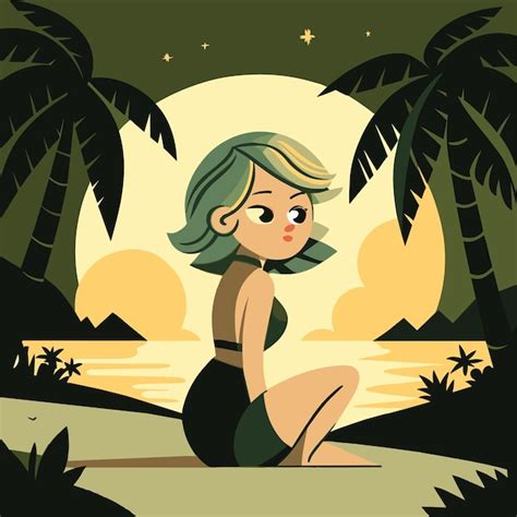 Femme En Bikini Fille D T En Vacances Maillot De Bain De Plage Dessin Anim Styl Dessin