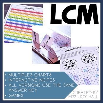 Least Common Multiples Activities With Interactive Notes And Worksheets