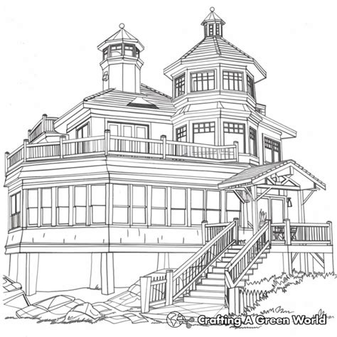 Beach House Coloring Pages Free Printable