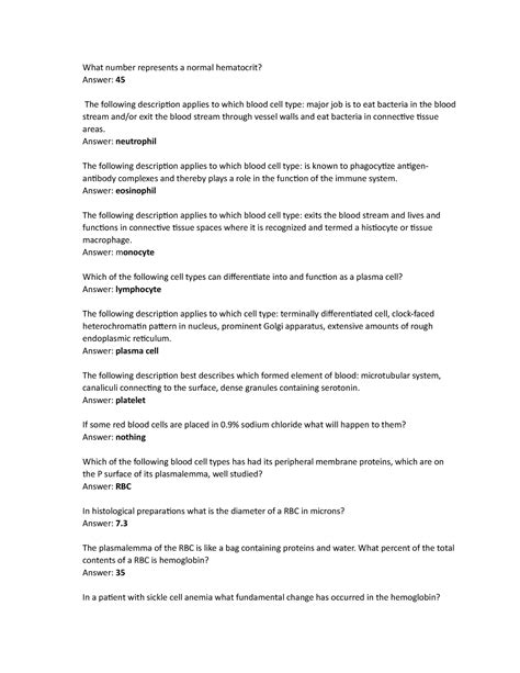 Histology: Bood Histology - What number represents a normal hematocrit ...