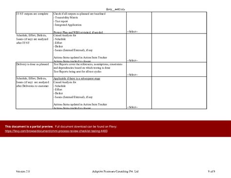 Excel Template Cmmi Process Review Checklist Testing Excel Template