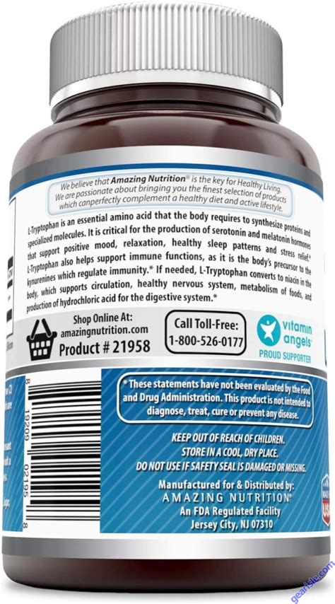 L Tryptophan 1000mg 120 Tablets Gluten Free Amazing Formulas