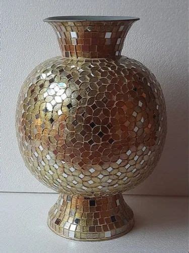 Handicraft Decoration 13inch Mosaic Finish Iron Flower Vase Shape Pot