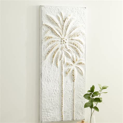 Bay Isle Home Metal Relief Palm Tree Home Wall Decor With Gold