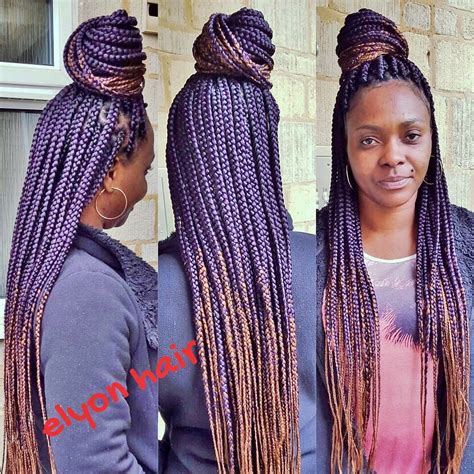 Ombre Box Braids With Purple And Color 30 Box Braids Styling Hair Styles Box Braids Hairstyles