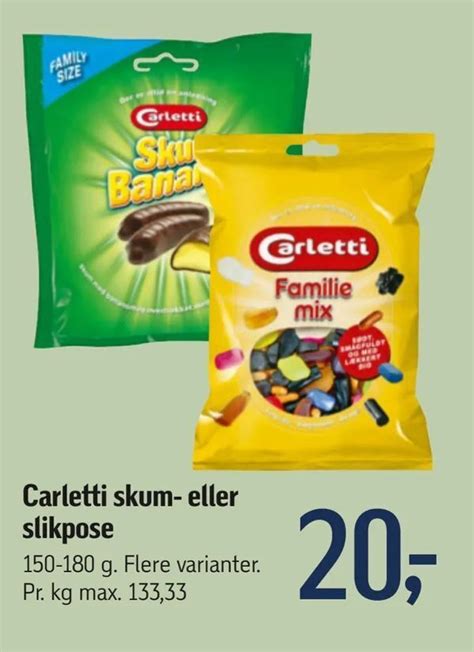 Carletti skum eller slikpose tilbud hos Føtex