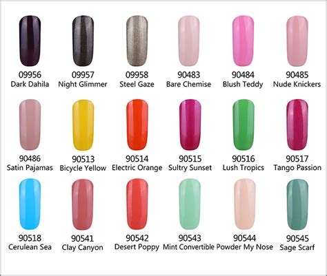 Shellac Nail Polish Swatch Colour Charts