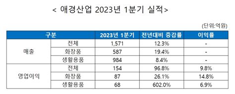 애경산업 1분기 영업익 154억 달성코로나19 이후 분기 최대 실적 이투데이