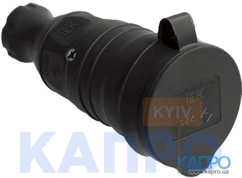 Розетка З/К каучук IP44 ИЭК 16А РБп13-1-Ом 1 PKR21-016-2-K02 чер купить ...