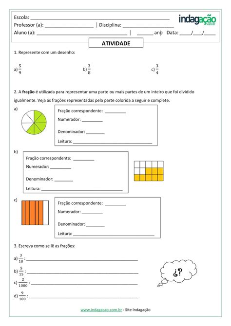 Atividade Sobre Fra Es Matem Tica Ano Pronta Para Imprimir