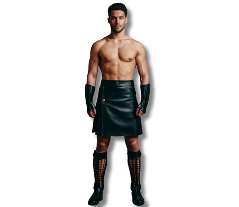 Handmade Pure Black Leather Gladiator Kilt Leather Gay Pride Kilt