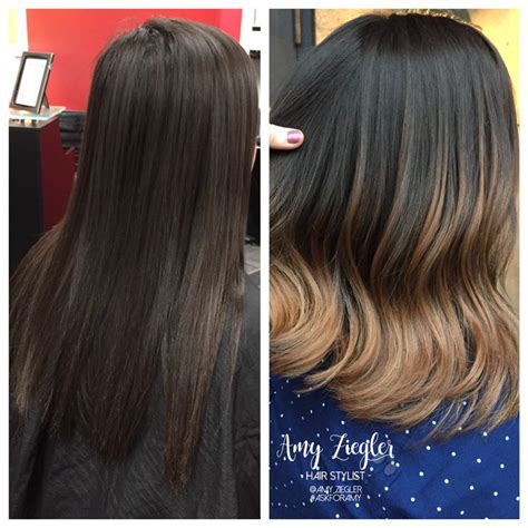 Before After Bronde Brunette Blonde Ombre Balayage And Long Bob