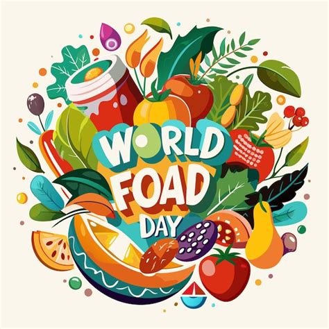 World Food Day Celebration With Colorful Fruits Vegetables And Leaves