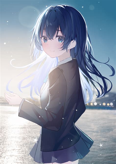 Safebooru 1girl Aroa Aroamoyasi Blazer Blue Eyes Blue Hair Blue