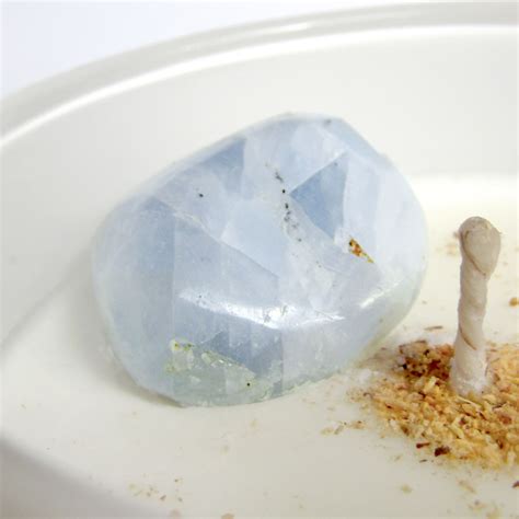 Blue Calcite Tumbled Crystal Candle Crystalline Wellness