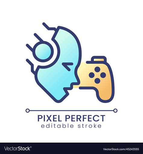 Ai play games pixel perfect color gradient icon Vector Image