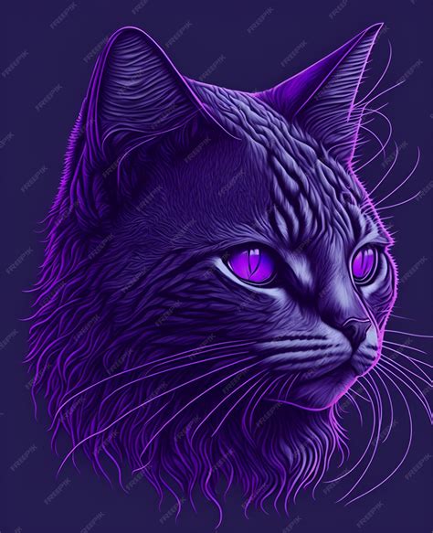 Premium Vector | A purple cat with purple eyes and purple eyes.