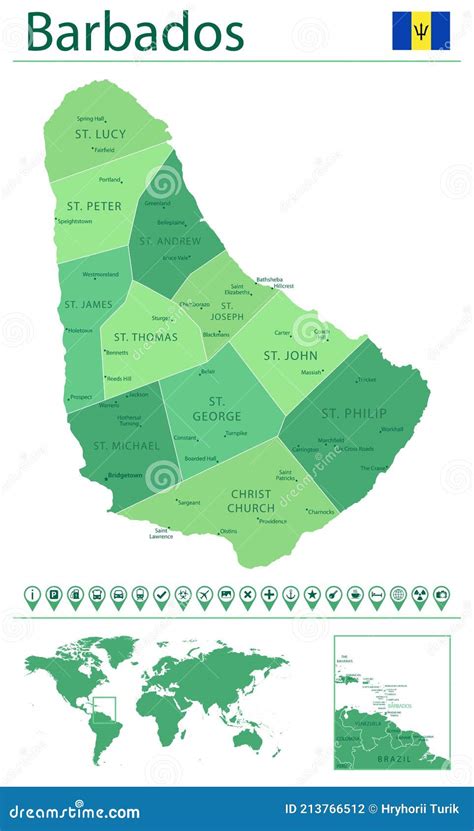 St. Philip Barbados, Parishes Of Barbados Map Vector Illustration ...