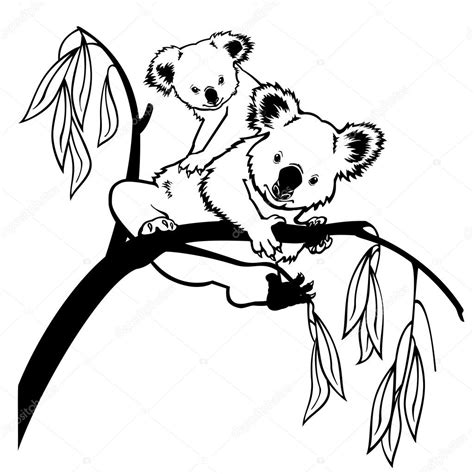Koala with baby black and white Stock Vector Image by ©insima #12398346