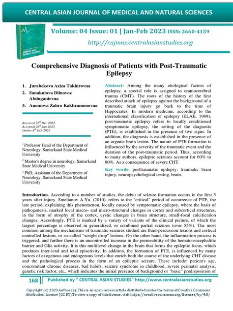 Comprehensive Diagnosis of Patients With Post-Traumatic Epilepsy | PDF ...