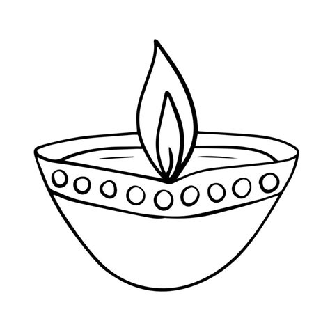 Happy Diwali greeting card with diya lamp. Vector Diwali lamp sketch ...