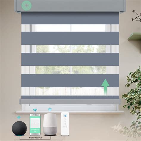 Ming Chen Motorized Zebra Blinds Remote Control Day And Night Roller Blinds 85 Blackout Dark