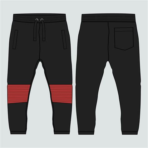 Fleece Fabric Jogger Sweatpants Technical Fashion Flat Sketch Vector