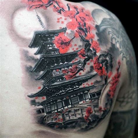 50 japanische Tempel Tattoo Designs für Männer buddhistische Tinte