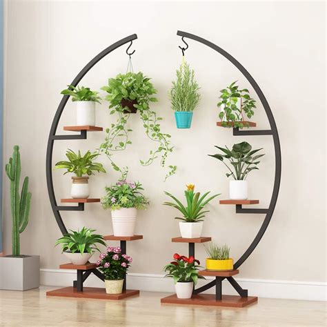 Aisundy Plant Stand Indoor Half Moon Plant Shelf Stand Multiple Tiered Decorative