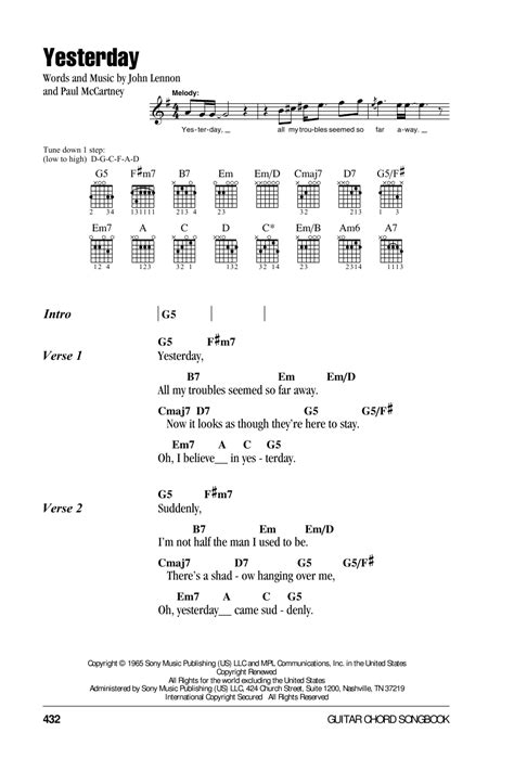 Yesterday by The Beatles - Guitar Chords/Lyrics - Guitar Instructor